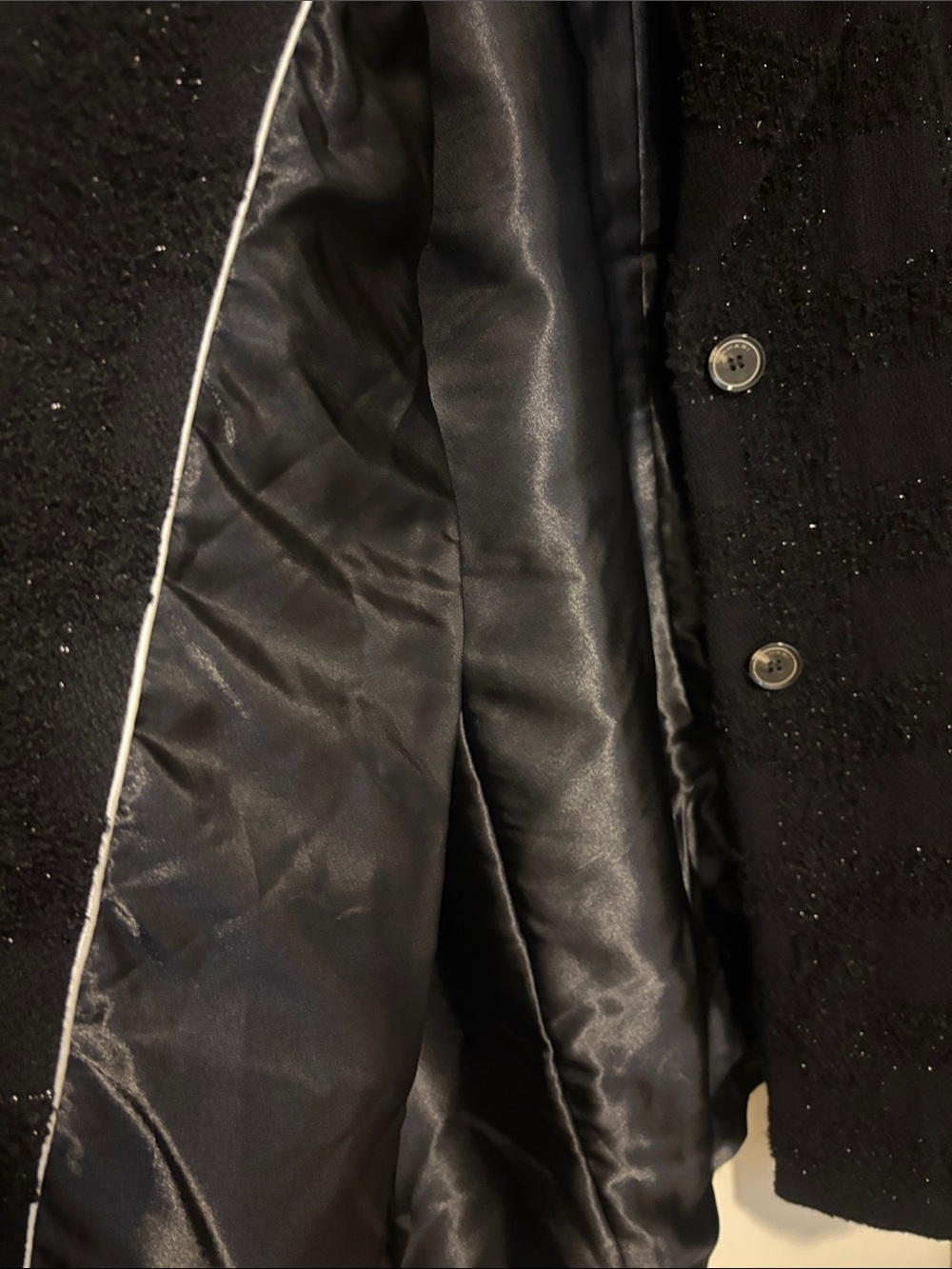 Tahari Black Women's Pea Coat with Subtle Sparkle - Picture 5 of 7